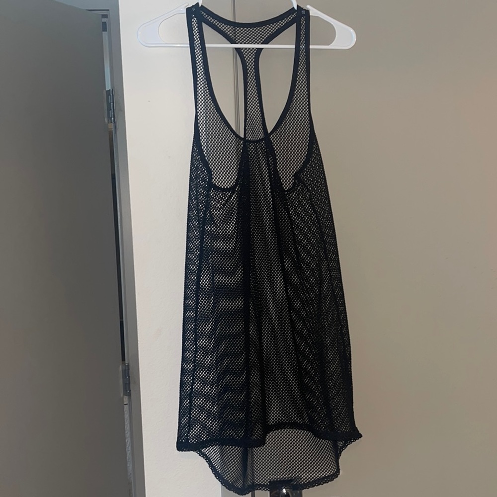 Black mesh razorback dress / swimsuit cover